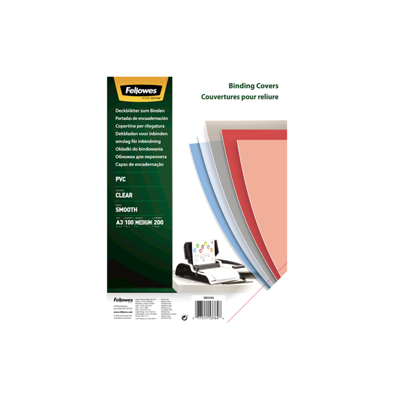 COUVERTURE A RELI. FELLOWES A3 TRANSP. 100PCS