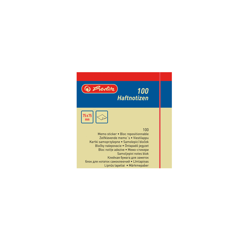 NOTES ADHES. 75X75MM HERLITZ JAUNE (300008421)
