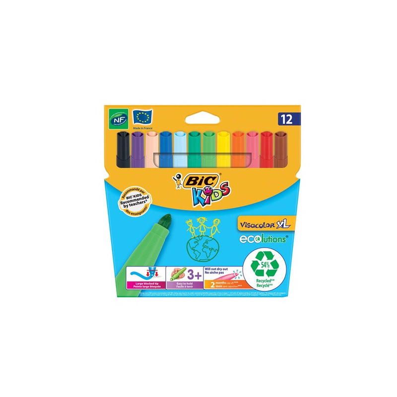 FEUTRE ECO.BIC VISACOLOR XL 12PCS