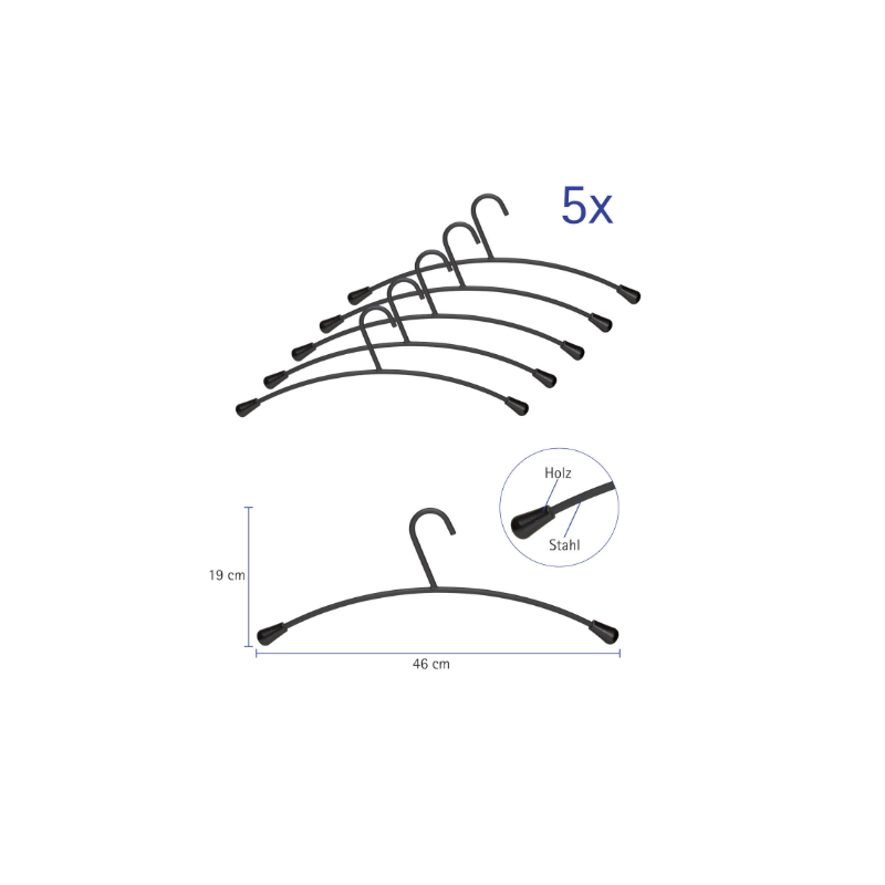 CINTRE EN METAL MAUL NOIR 5PCS