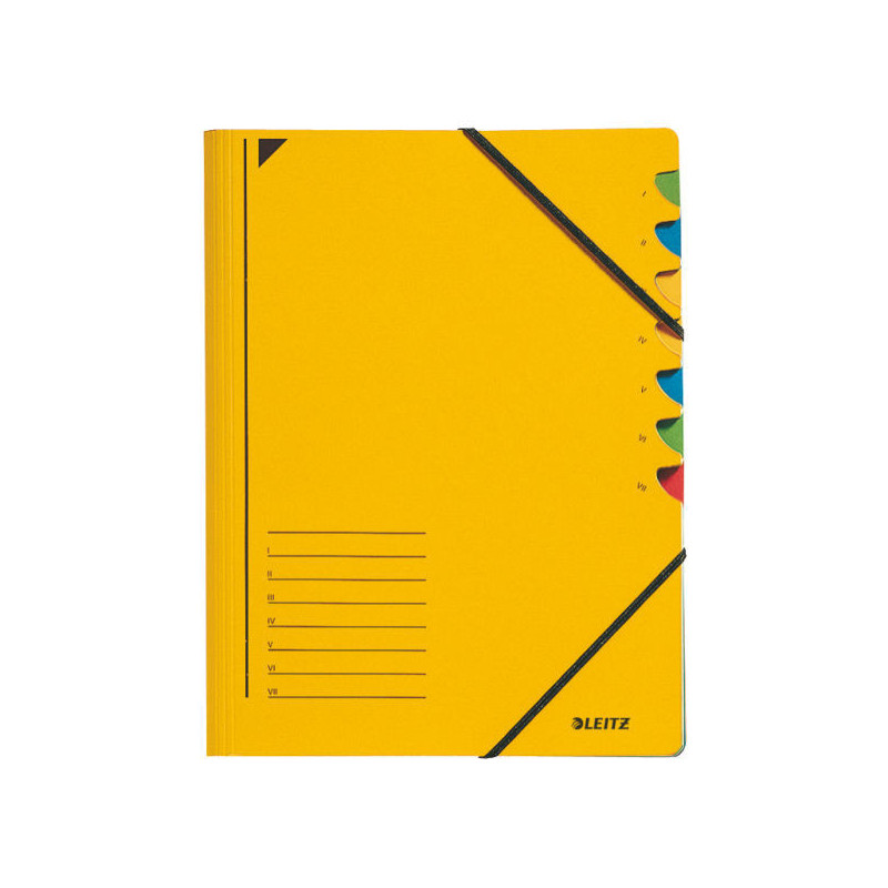 TRIEUR A4 LEITZ 7 COMP. JAUNE + ELAST.