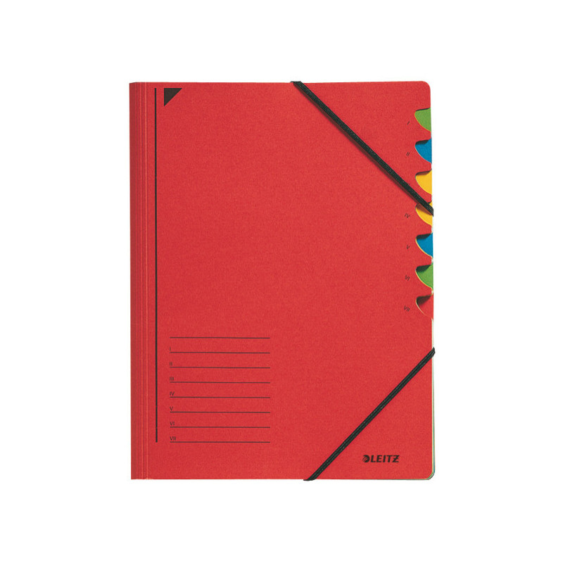 TRIEUR A4 LEITZ 7 COMP. ROUGE + ELAST.