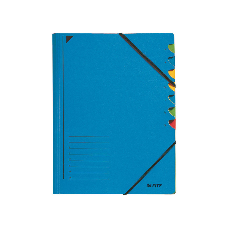 TRIEUR A4 LEITZ 7 COMP. BLEU + ELAST.
