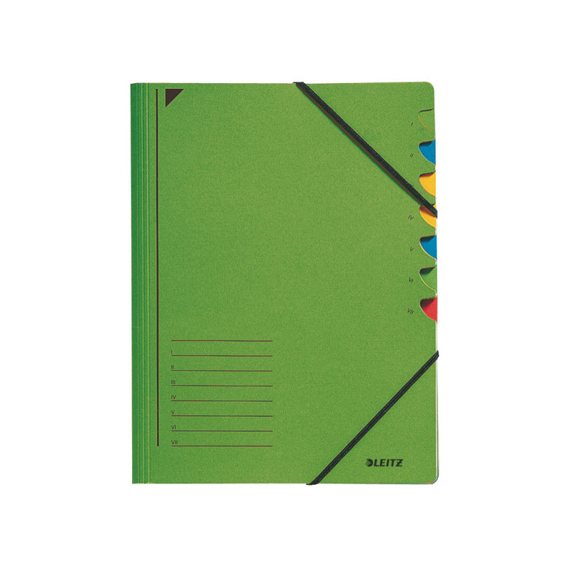 TRIEUR A4 LEITZ 7 COMP. VERT + ELAST.