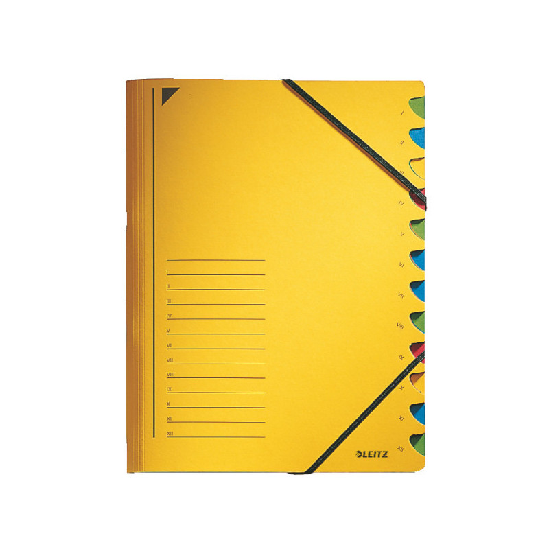 TRIEUR A4 LEITZ 12 COMP. JAUNE + ELAST.