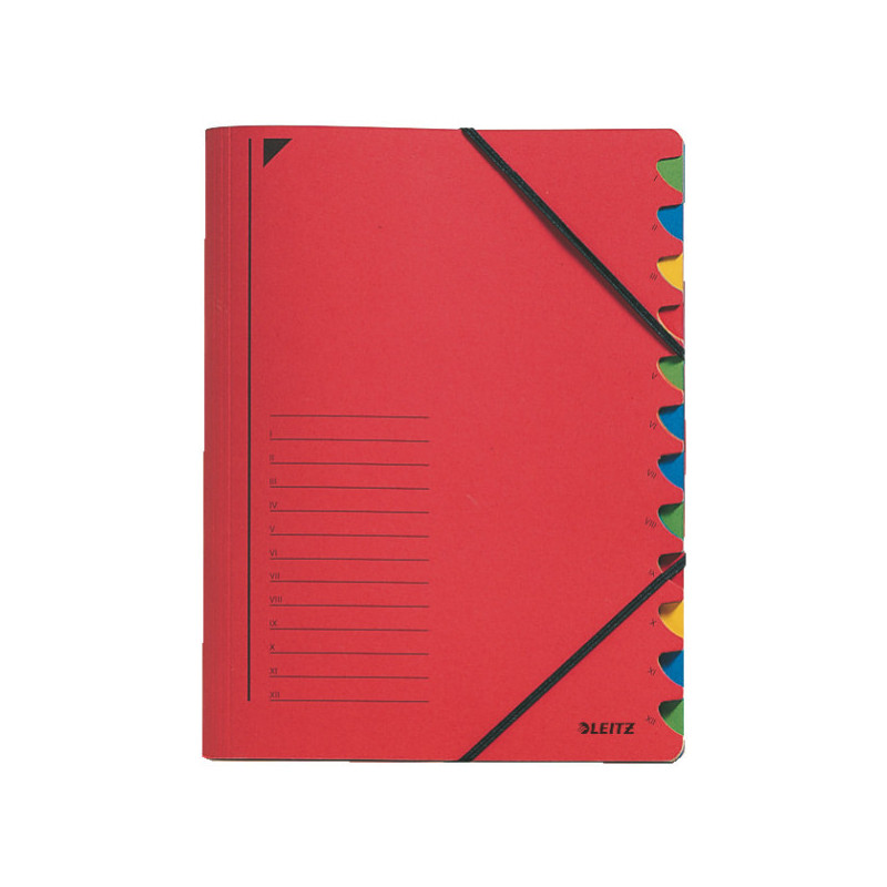 TRIEUR A4 LEITZ 12 COMP. ROUGE + ELAST.