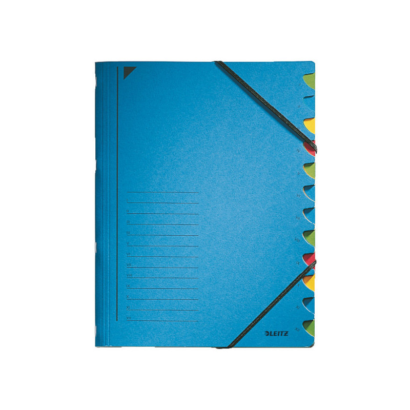 TRIEUR A4 LEITZ 12 COMP. BLEU + ELAST.