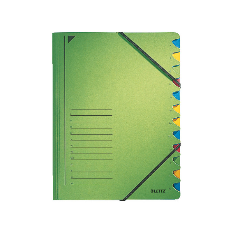 TRIEUR A4 LEITZ 12 COMP. VERT + ELAST.