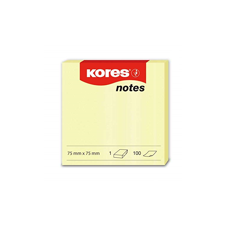 NOTES ADHES. 75X75MM KORES JAUNE
