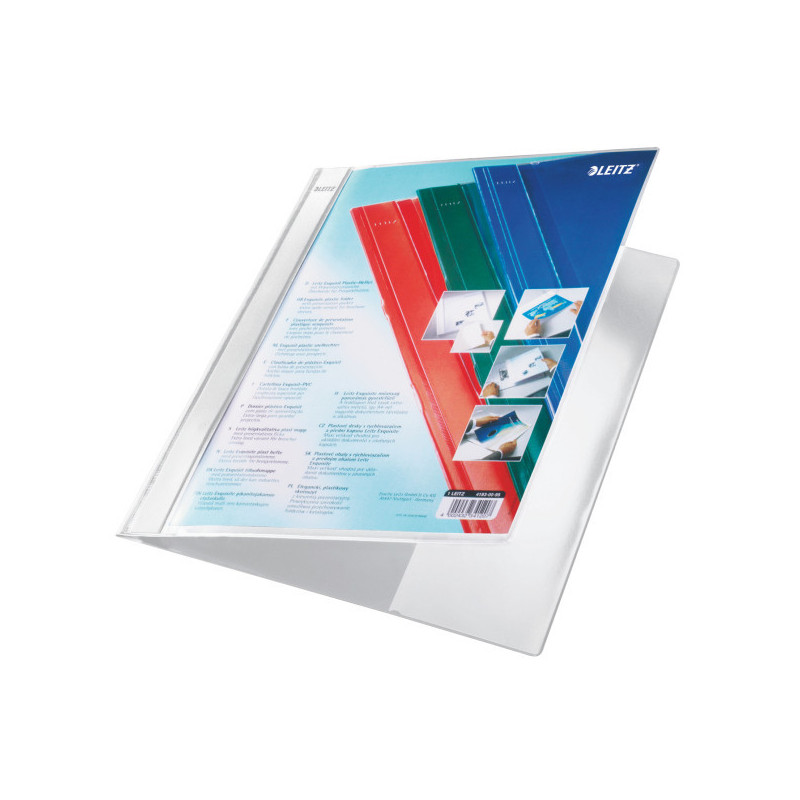 FARDE A GLISS. PLAST. A4 LEITZ 4193 BLANC PERSONNALISABLE