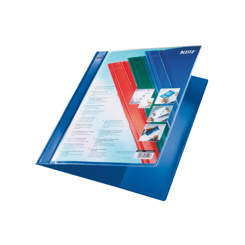 FARDE A GLISS. PLAST. A4 LEITZ 4193 BLEU PERSONNALISABLE