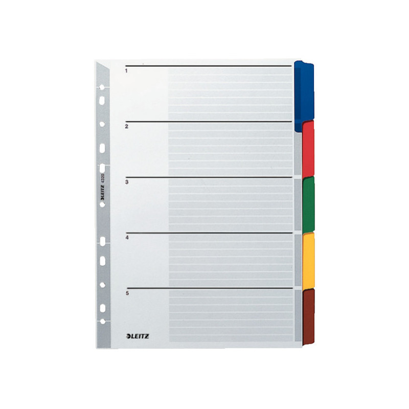INTERCAL. A4 NEUTRES CART. 5 ONGLETS COUL. LEITZ