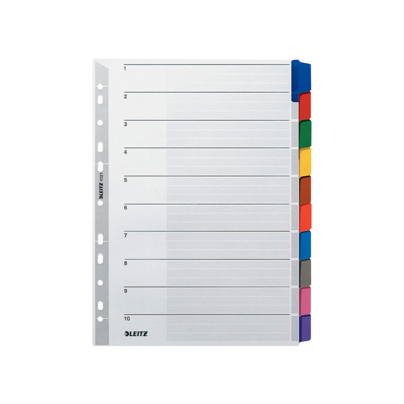 INTERCAL. A4 NEUTRES CART. 10 ONGLETS COUL. LEITZ