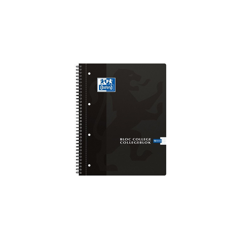 CAHIER OXFORD SPIRALE A4+ QUAD. 90FLS BLOC COLLEGE NOIR
