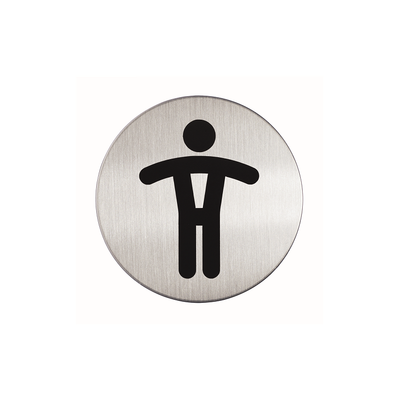 PICTO ROND DURABLE HOMME Ø 83MM ARGENT MET.
