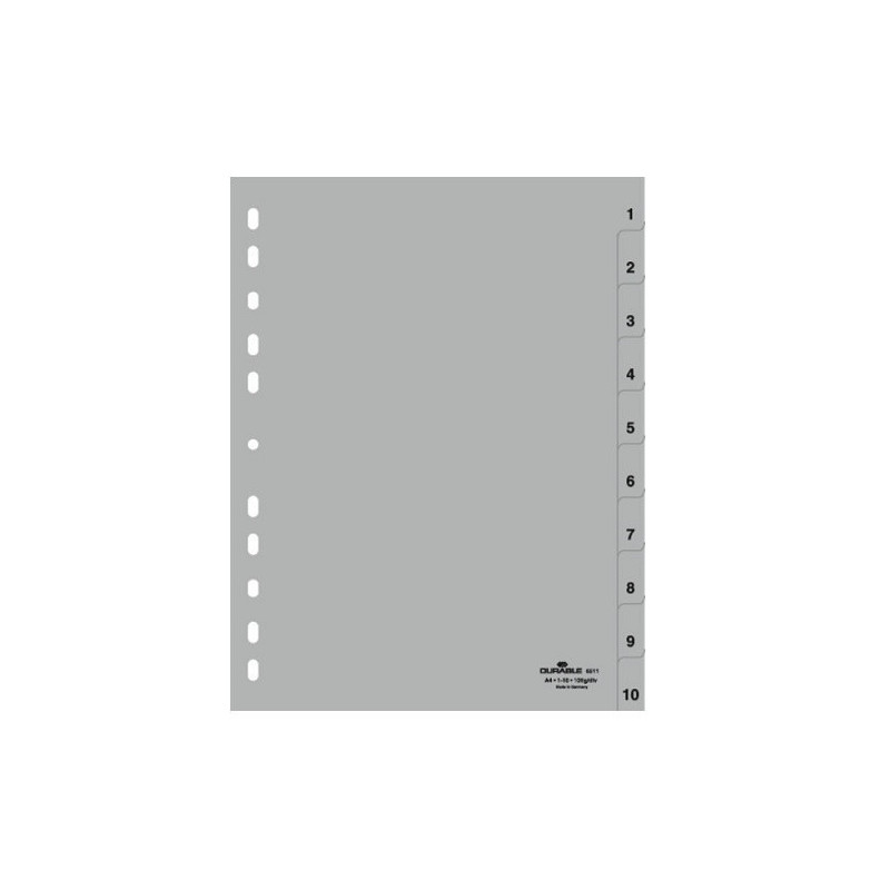 INTERCAL. A4 NUMER. PLAST. 1-10 GRIS DURABLE