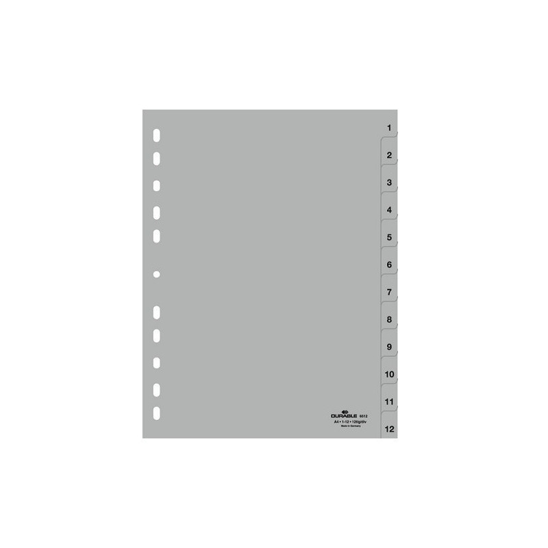 INTERCAL. A4 NUMER. PLAST. 1-12 GRIS DURABLE