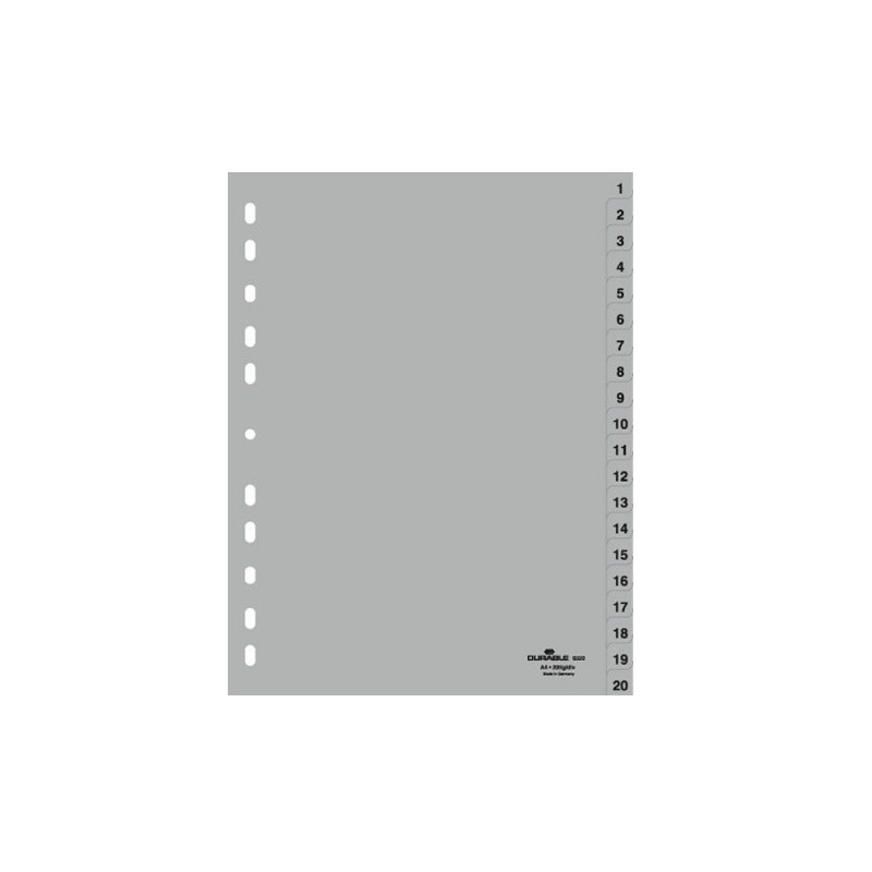 INTERCAL. A4 NUMER. PLAST. 1-20 GRIS DURABLE