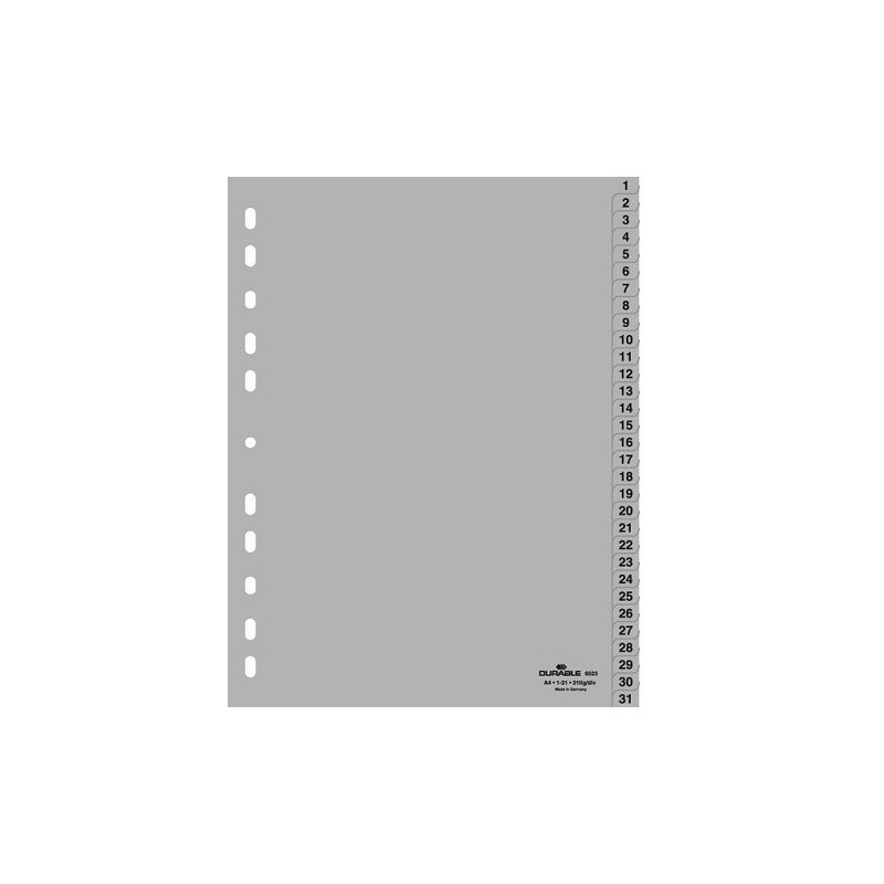 INTERCAL. A4 NUMER. PLAST. 1-31 GRIS DURABLE