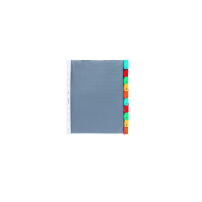 INTERCAL. A4 NEUTRES PLAST. 10 ONGLETS COUL. DURABLE