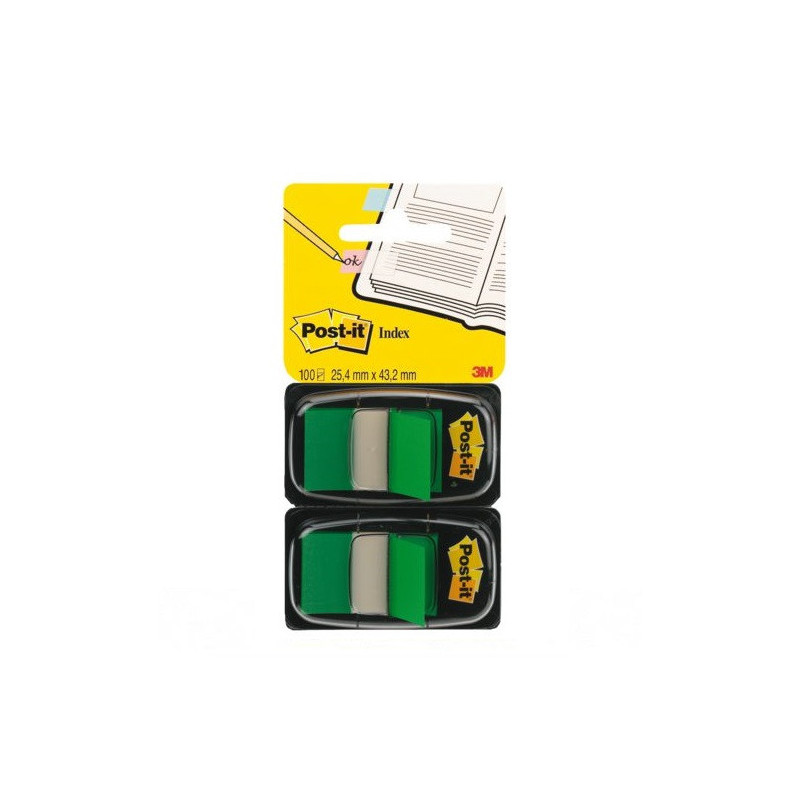 INDEX POST-IT 25,4X43,2MM VERT 2X50PCS