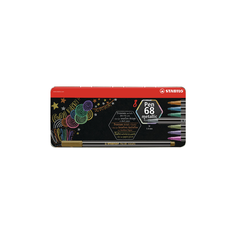 FEUTRE ECO.STABILO PEN METALLIC METAL BOX 8PCS