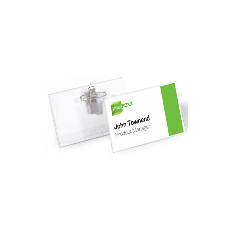 BADGE DURABLE 54X90MM AVEC CLIP+EPINGLE