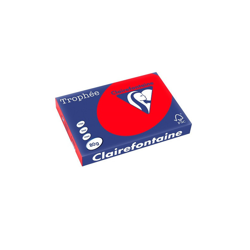 PAPIER REPRO CLAIREF. TROPHEE A3 80G ROUGE CORAIL 500FLS