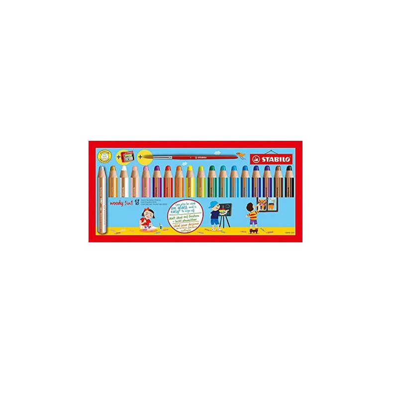 CRAYON COUL. STABILO WOODY 18PCS