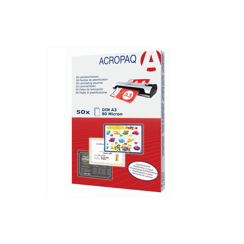 POCH. A LAMINER ACROPAQ 303X426(A3) 80µ 50PCS