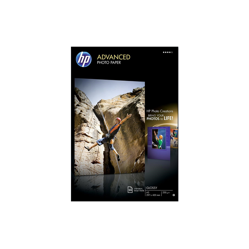 PAPIER PHOTO A3 HP GLOS. 250G 20FLS