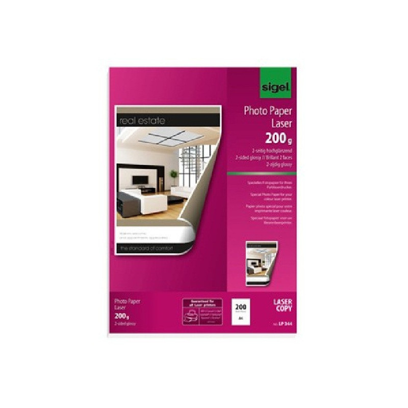 PAPIER PHOTO A4 SIGEL GLOS. 200G 200FLS 2 FACES