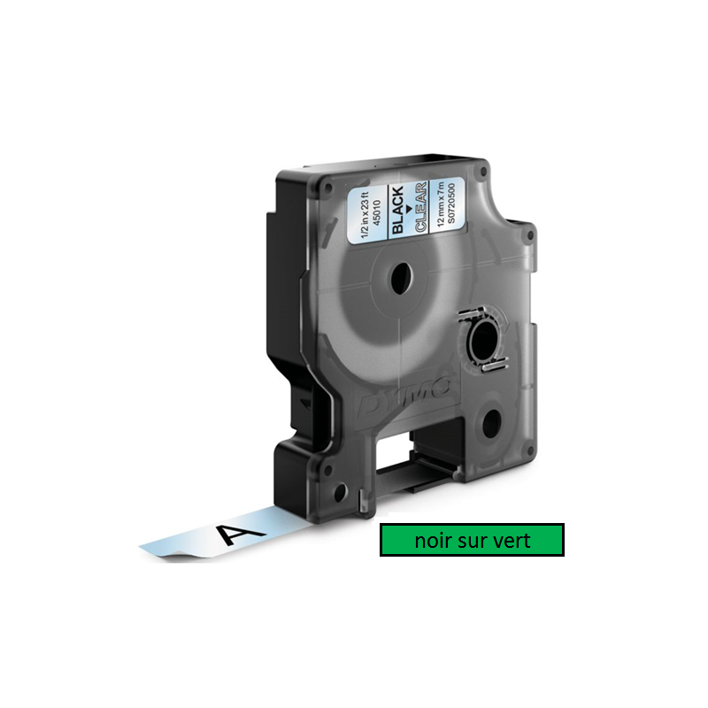 DYMO RUBAN D1 12MMX7M NOIR/VERT (45019)