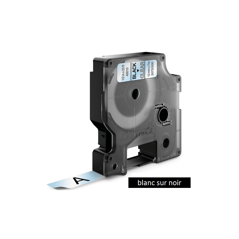 DYMO RUBAN D1 12MMX7M BLANC/NOIR (45021)