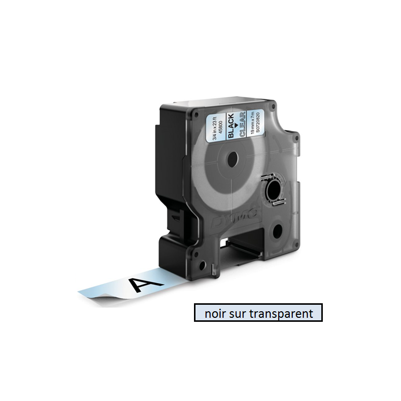 DYMO RUBAN D1 19MMX7M NOIR/TRANSP. (45800)