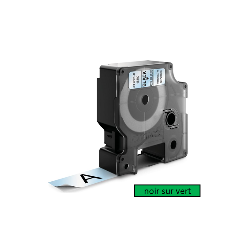 DYMO RUBAN D1 19MMX7M NOIR/VERT (45809)