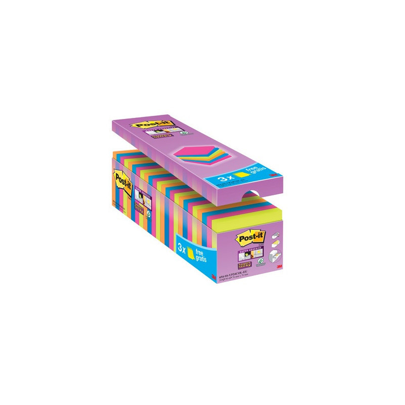NOTES ADHES. 76X76MM POST-IT ASS. 24PCS