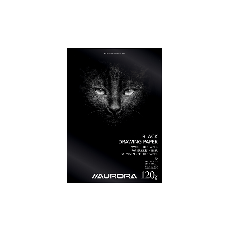 BLOC DESSIN NOIR 210X297MM A4 120G 20FLS AURORA