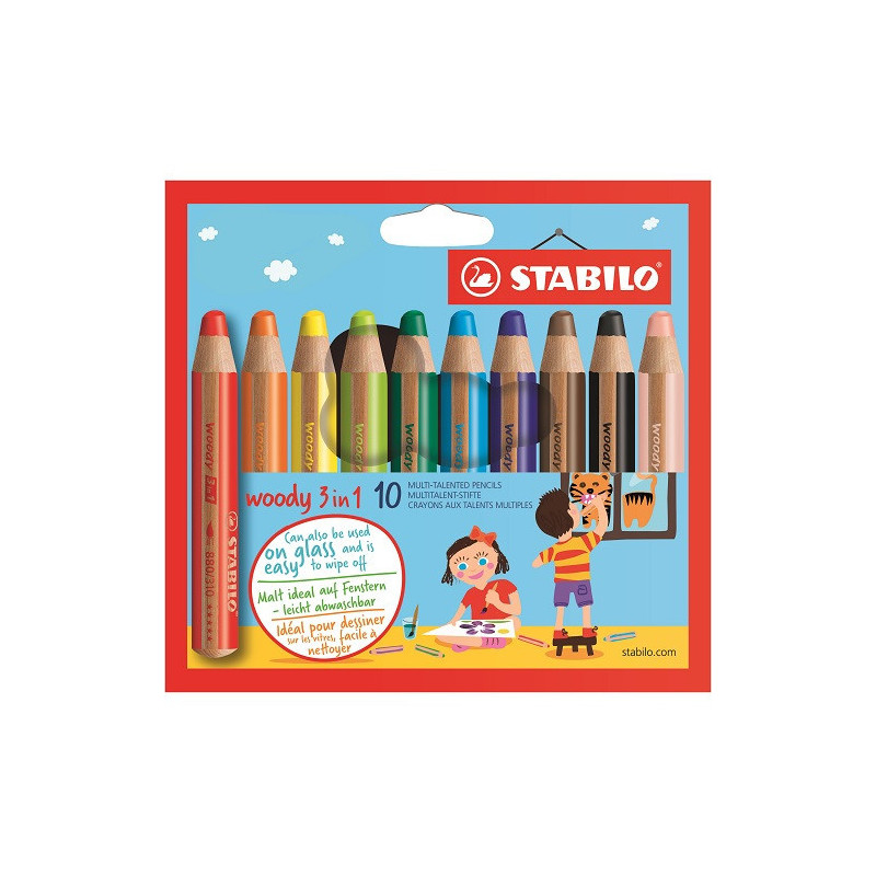 CRAYON COUL. STABILO WOODY 10PCS
