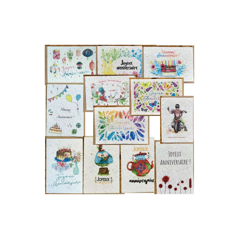 CARTE A PLANTER ANNIVERSAIRE ASS.