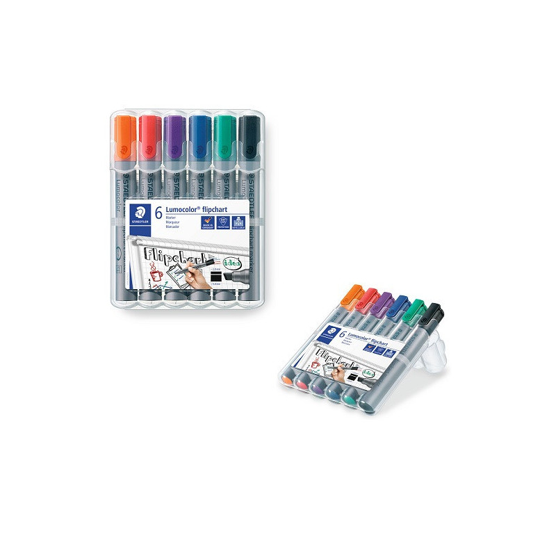MARQUEUR FLIPCHART STAEDTLER 6PCS 2MM POINTE BISEAUTEE