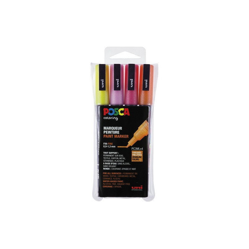 MARQUEUR POSCA 0,9-1,3MM 4PCS COULEURS PAILLETEES