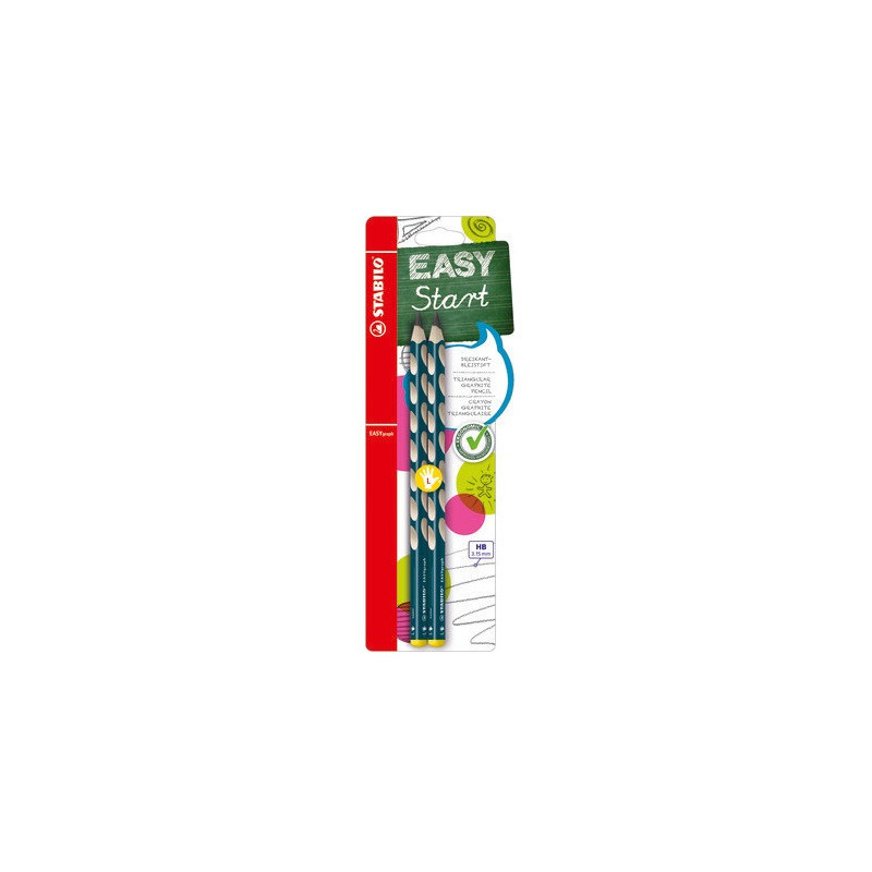 CRAYON NOIR STABILO EASYGRA. HB 2PCS GAUCH. PETROL BLISTER