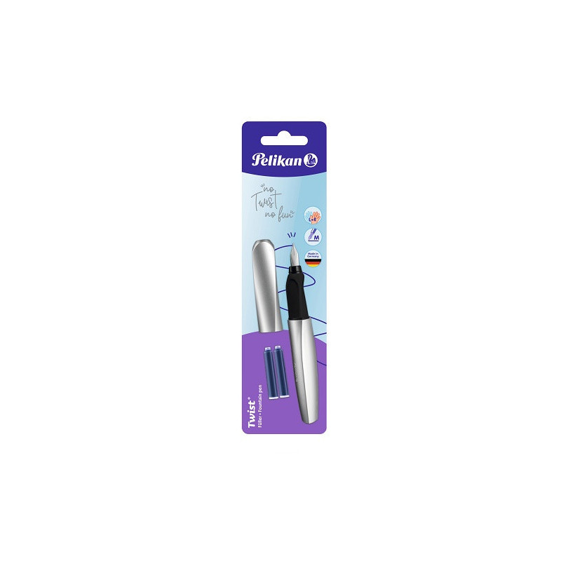 PLUME PELIKAN TWIST ARGENT / NOIR MEDIUM BLISTER (400195772)