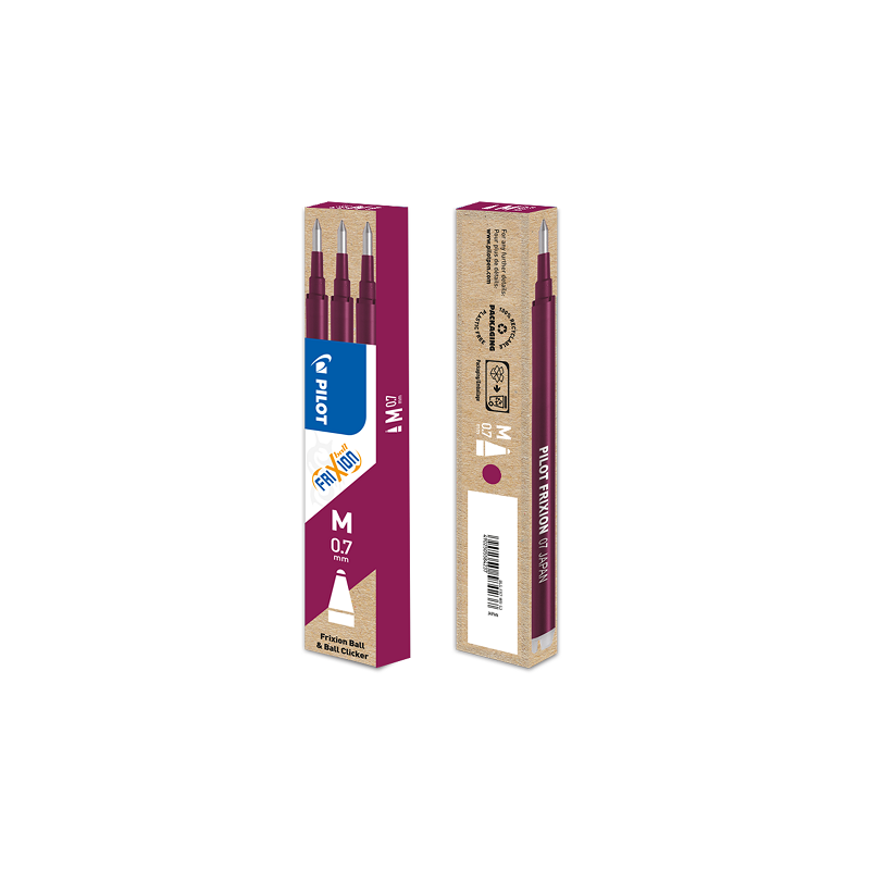 MINE PILOT FRIXION BALL 0,7 ROUGE BORDEAUX 3PCS