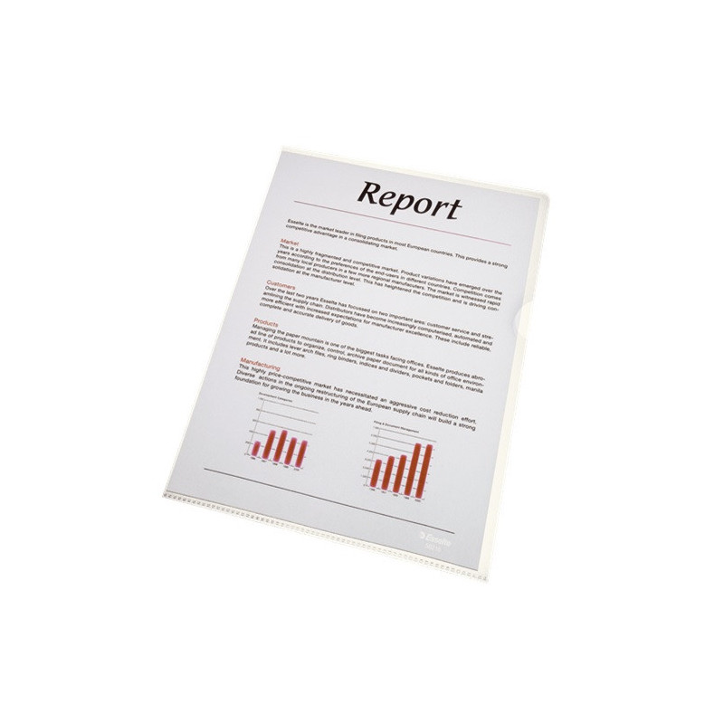 CHEMISE PLAST. A4 TRANSP. ESSELTE CRISTAL 105µ 100PCS