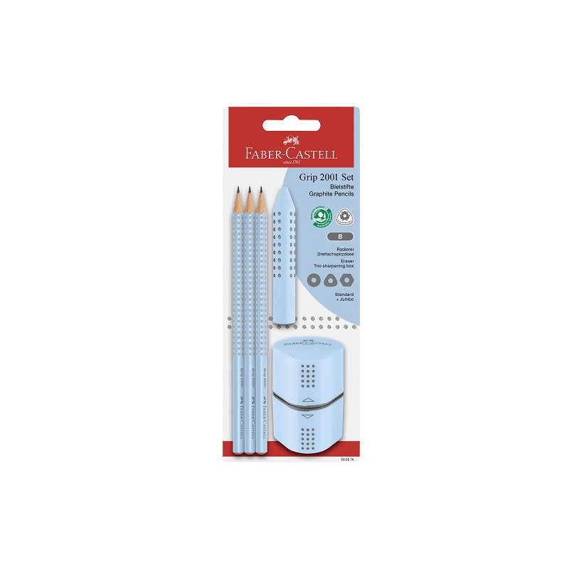 SET FABER GRIP 5PCS BLEU 3CRA.1GOM.1TAI.