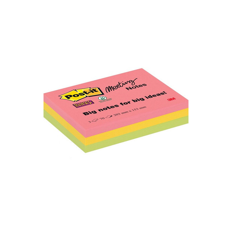 NOTES ADHES. 203X153MM POST-IT SUP. STICK. 3PCS