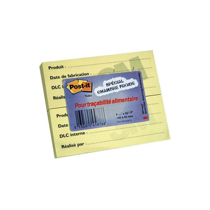 NOTES ADHES. 100X40MM POST-IT TRACAB. ALIMENT. 6PCS