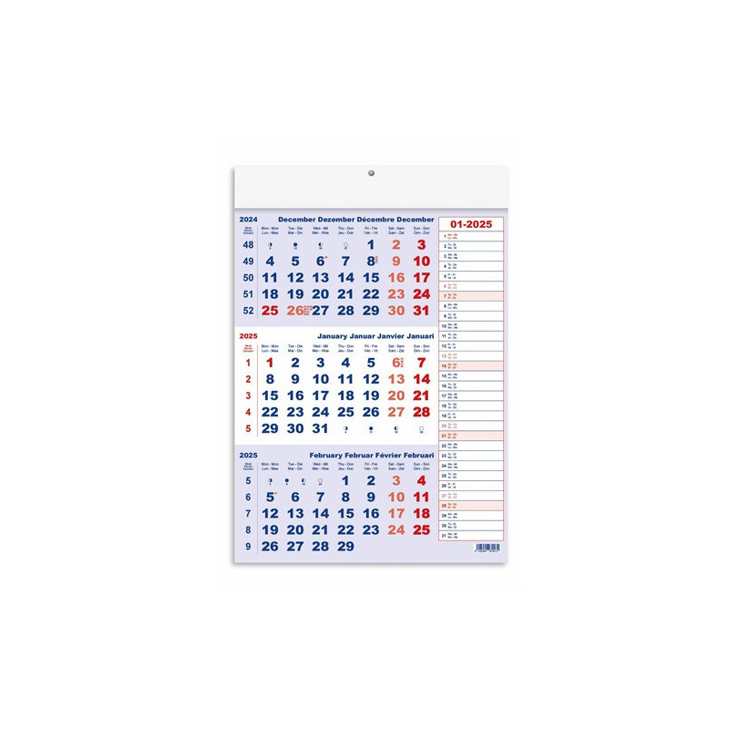 CALENDRIER 3 MOIS BLEU NOTES